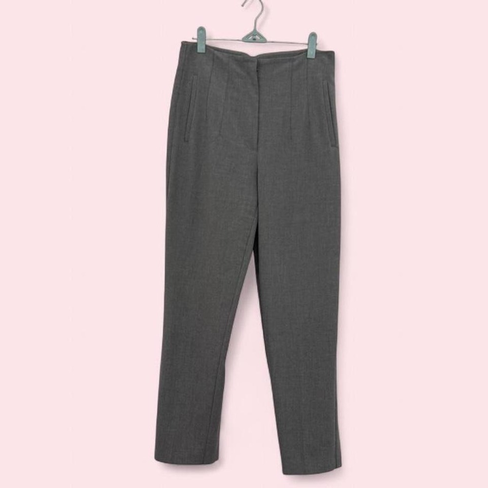 Zara Grey High-Waisted Tailored Trousers Size M